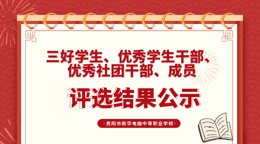 三好学生、优秀学生干部、优秀社团干部、成员评选结果公示